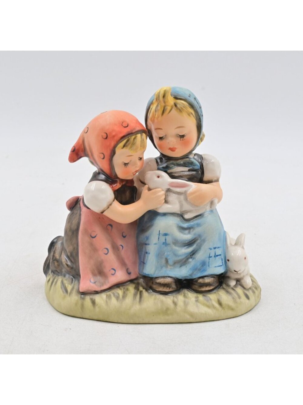 Goebel Hummel Easter Time 384 Two Girls with Bunnies Rabbits Vintage TMK 5